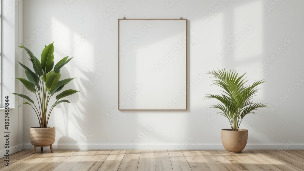Minimalist Room with Plants and Blank Art Minimalist Room with Plants and Blank Art