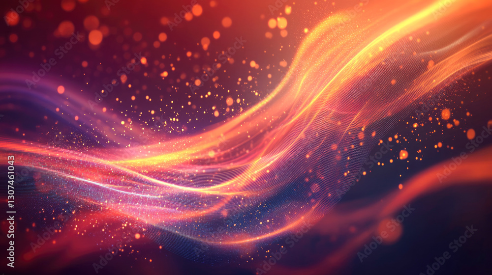 Abstract fiery wave with glowing particles in dynamic motion Abstract fiery wave with glowing particles in dynamic motion