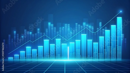 Wallpaper Mural Digital Growth: A vibrant depiction of a digital line graph ascending dramatically, superimposed over a grid, representing financial and technological progress. Torontodigital.ca