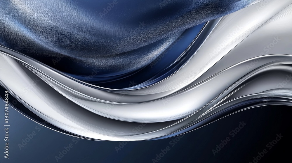 Fototapeta premium Wavy abstract design featuring flowing blue and silver elements