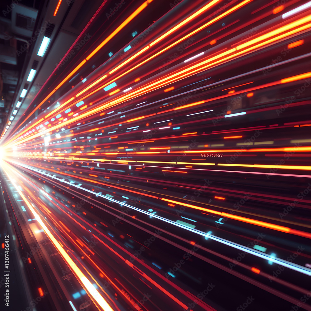 Fototapeta premium High-Speed Light Trails: Futuristic Technology Backdrop