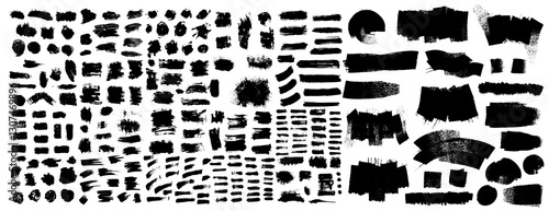 Paint Grunge Backgrounds, Brushstrokes. Grunge Design Black Elements Paint Roller, Dry Brush Strokes. Set Of Vector Paint, Art Canvas, Ink Splash And Grungy Decoration Elements. Vector Illustration