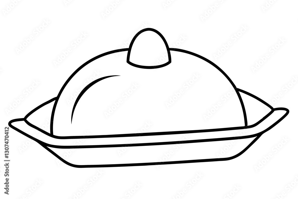 Fototapeta premium Abstract Outline of Butter Dish for Breakfast Illustrations
