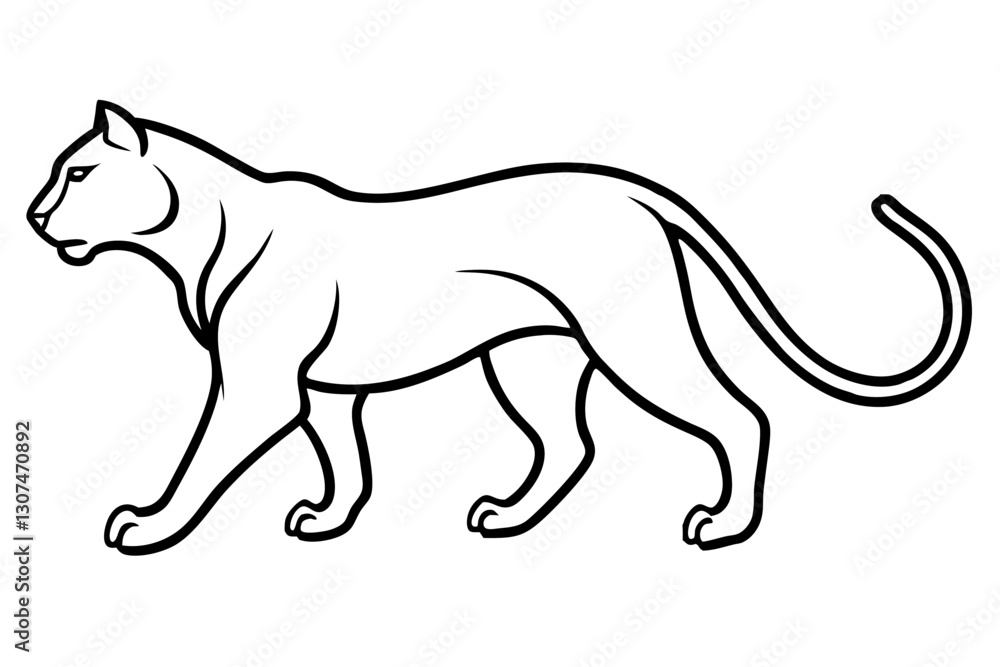 Obraz premium Abstract Panther Outline – Sleek and Powerful Animal Line Art