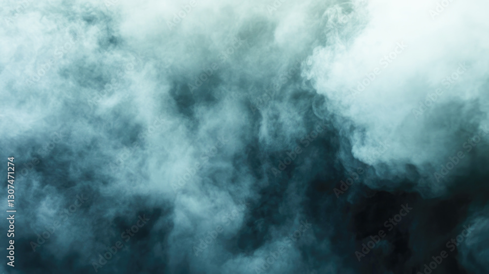 Fototapeta premium Abstract dense blue smoke and mist background with soft clouds