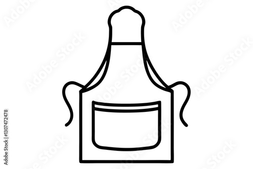 Kitchen Apron Line Art Vector – Detailed Cooking Wear Illustration


