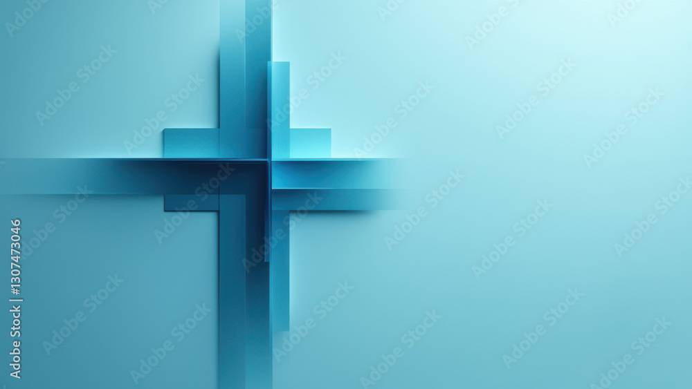 Naklejka premium A digital art representation of a cross against a blue background.
