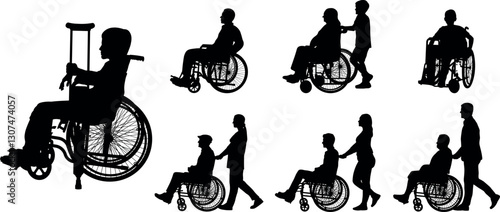 Disabled person silhouettes in a wheelchair