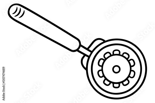 Pizza Cutter Line Art – Minimalist Kitchen Tool Vector

