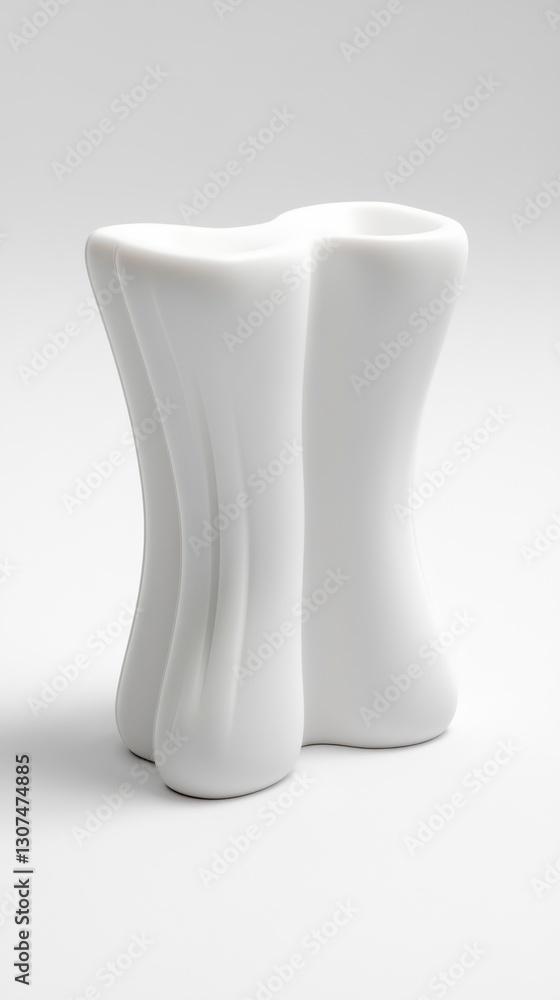 Abstract white ceramic sculpture with organic, flowing forms. Smooth texture, minimalist design. Studio lighting on a plain white background. Abstract white ceramic sculpture with organic, flowing forms. Smooth texture, minimalist design. Studio lighting on a plain white background.