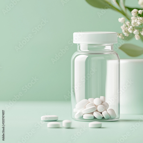 Medicine and Pills on a Pastel Background, Pharmaceutical and Healthcare Concept  
