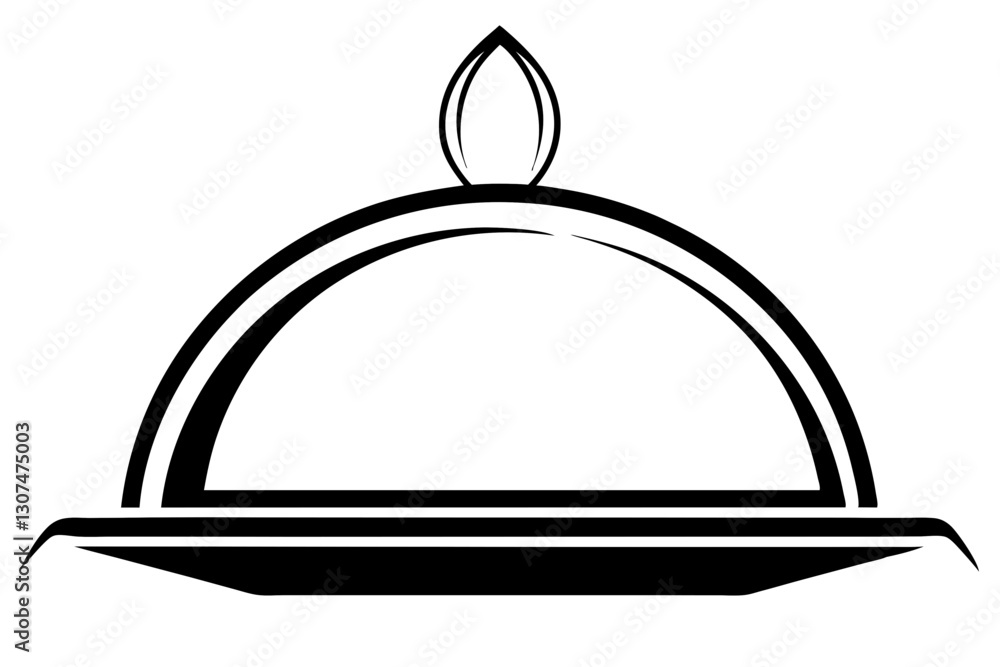Obraz premium Elegant Line Art of Serving Tray – Hospitality Icon Vector