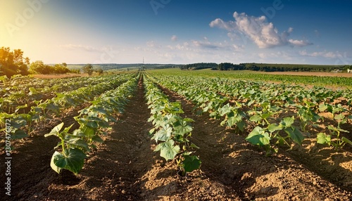 cucumber plantation on an agricultural field photo