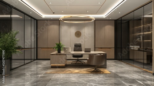 Wallpaper Mural Luxurious executive office interior with modern furnishings and elegant lighting Torontodigital.ca