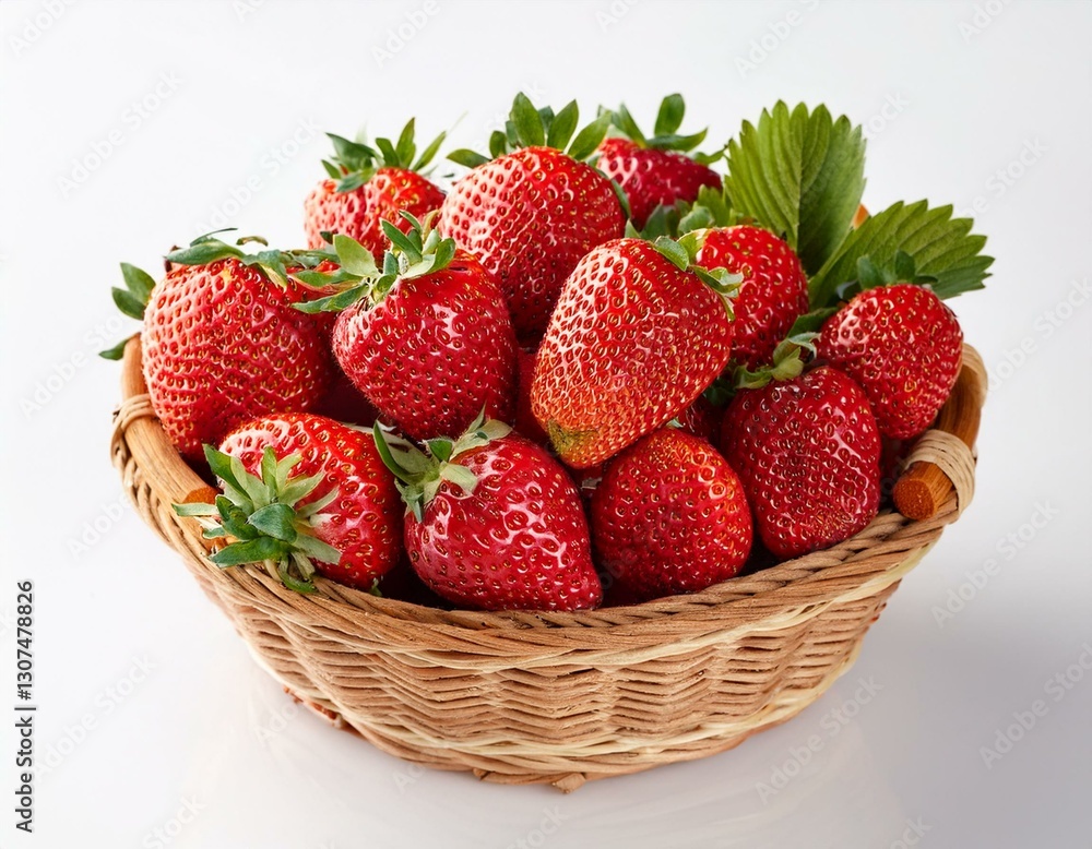 fresh strawberries in a wicker on white background fresh strawberries in a wicker on white background