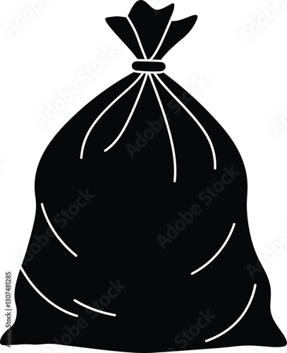 Obraz na płótnie Black silhouette of a tied garbage bag in minimal flat design style for vector art w salonie