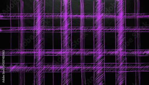 purple plaid chalk drawing pattern on black background