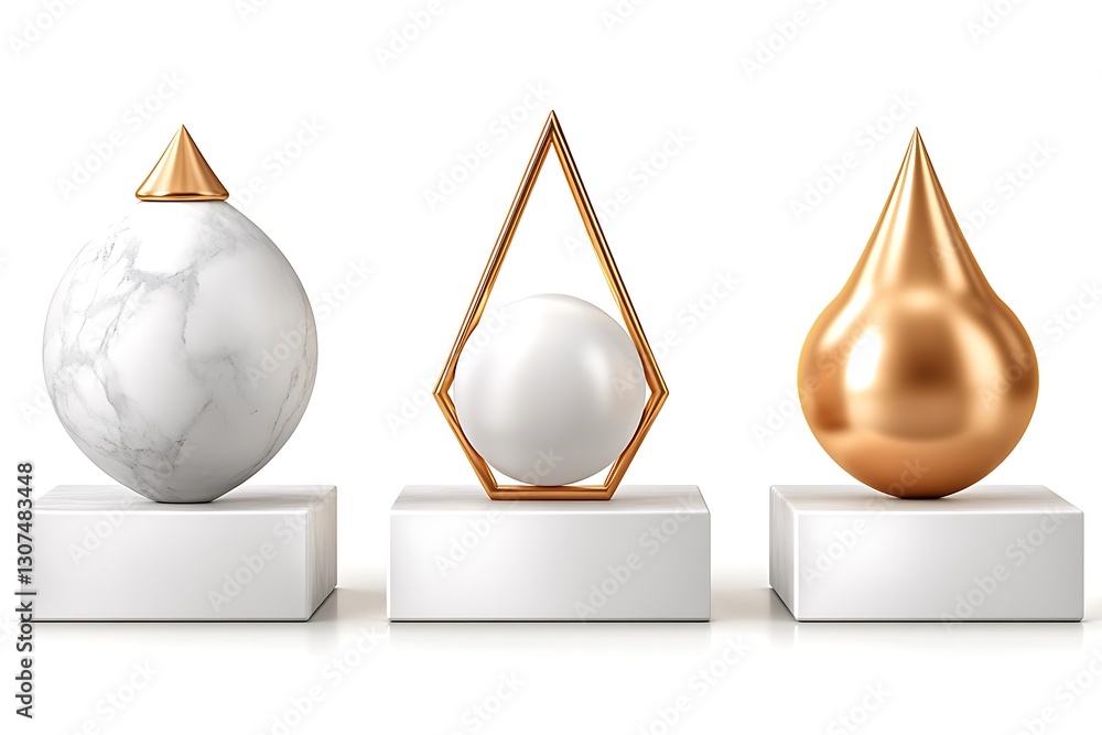 Minimalist still life featuring marble, gold, and abstract shapes Minimalist still life featuring marble, gold, and abstract shapes