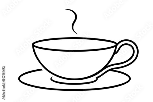 Minimalist Teacup Line Art for Elegant Café Design

