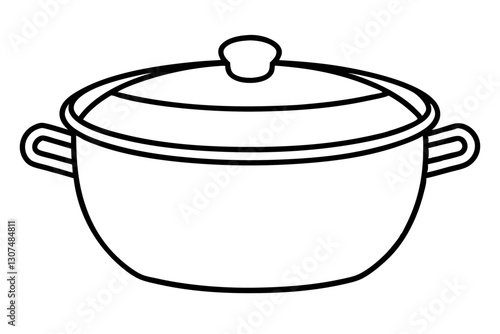 Minimalist Cooking Pot with Lid Line Drawing Vector for Kitchen Designs

