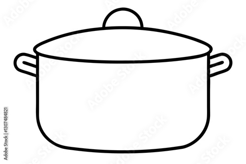 Minimalist Cooking Pot with Lid Line Drawing Vector for Kitchen Designs


