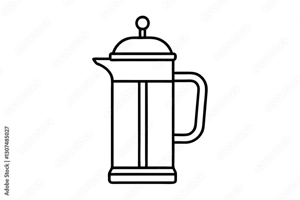 Obraz premium Minimalist French Press Line Drawing Vector for Coffee-Themed Designs