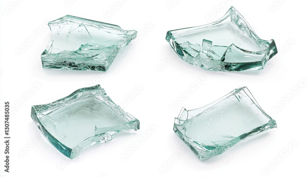 Fototapeta premium Broken glass shards isolated on white