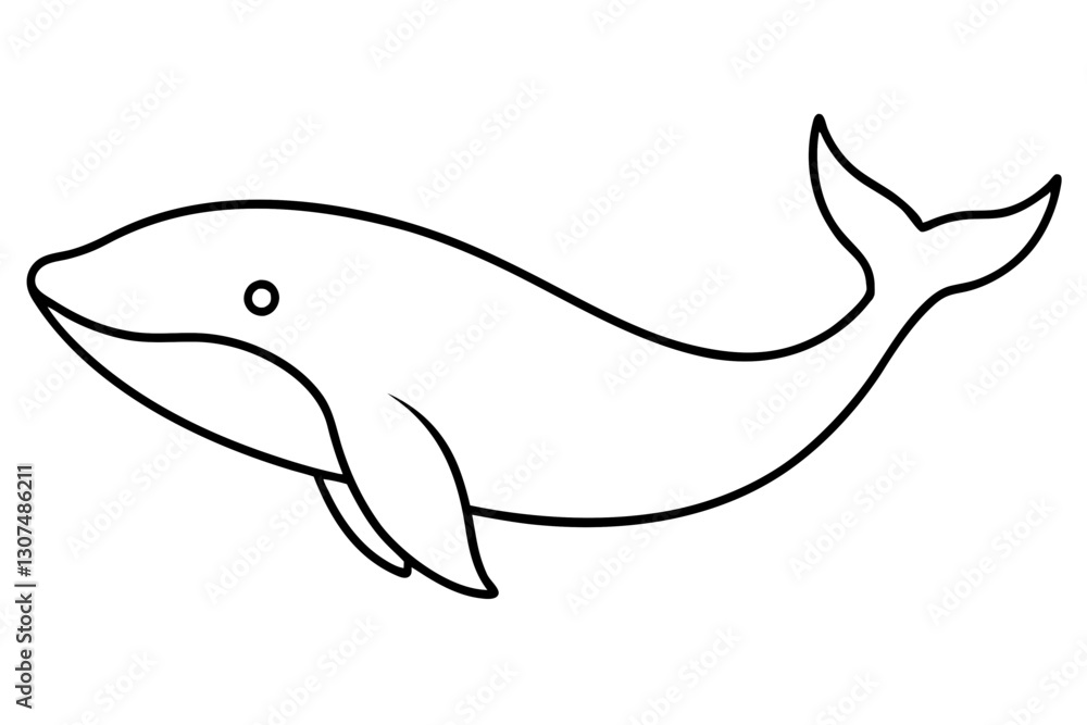 Obraz premium Minimalist Whale Line Art Vector – Ocean Conservation Illustration