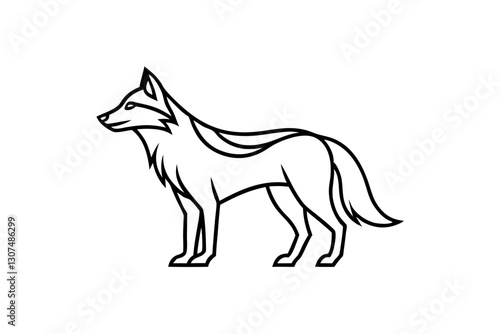 Minimalist Wolf Silhouette Vector – Fine Line Animal Art Illustration

 photo