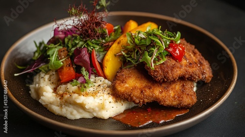 Delicious Chicken Schnitzel Dish & Salad