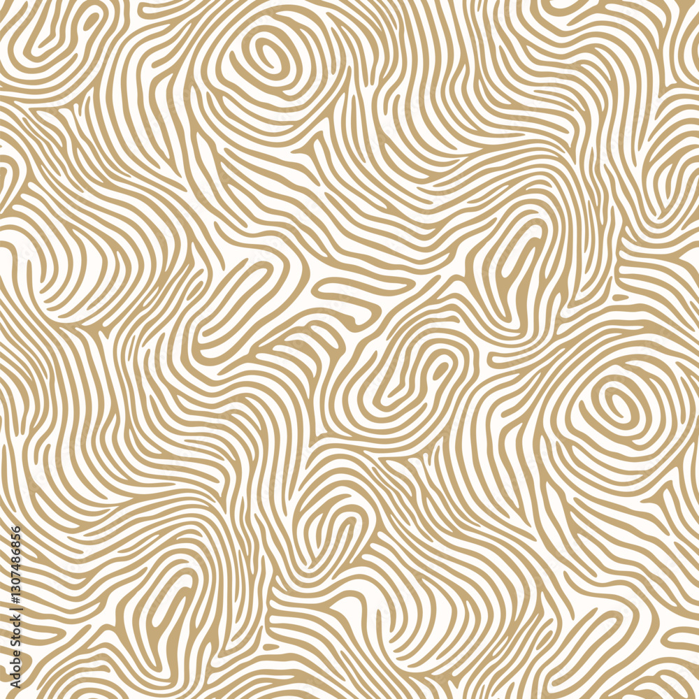 Vector abstract organic seamless pattern. Luxury gold and white texture with swirl shapes, curvy chaotic lines, liquid fluid stripes, fingerprint form. Natural geo background. Repeated golden design Vector abstract organic seamless pattern. Luxury gold and white texture with swirl shapes, curvy chaotic lines, liquid fluid stripes, fingerprint form. Natural geo background. Repeated golden design