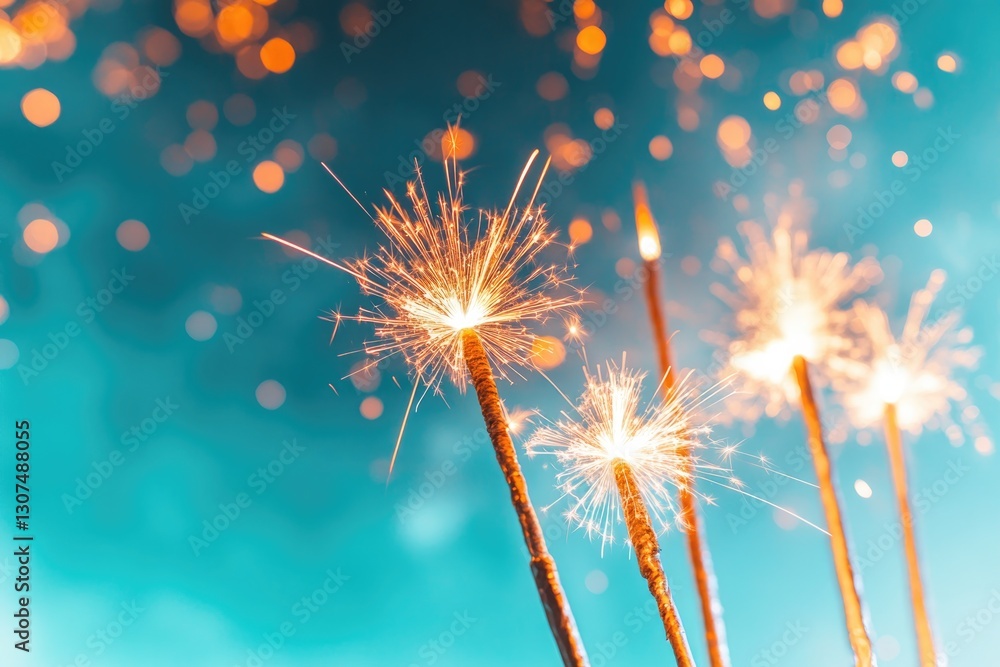 Obraz premium dazzling array of vibrant fireworks burst against night sky illuminating darkness with brilliant colors and trailing