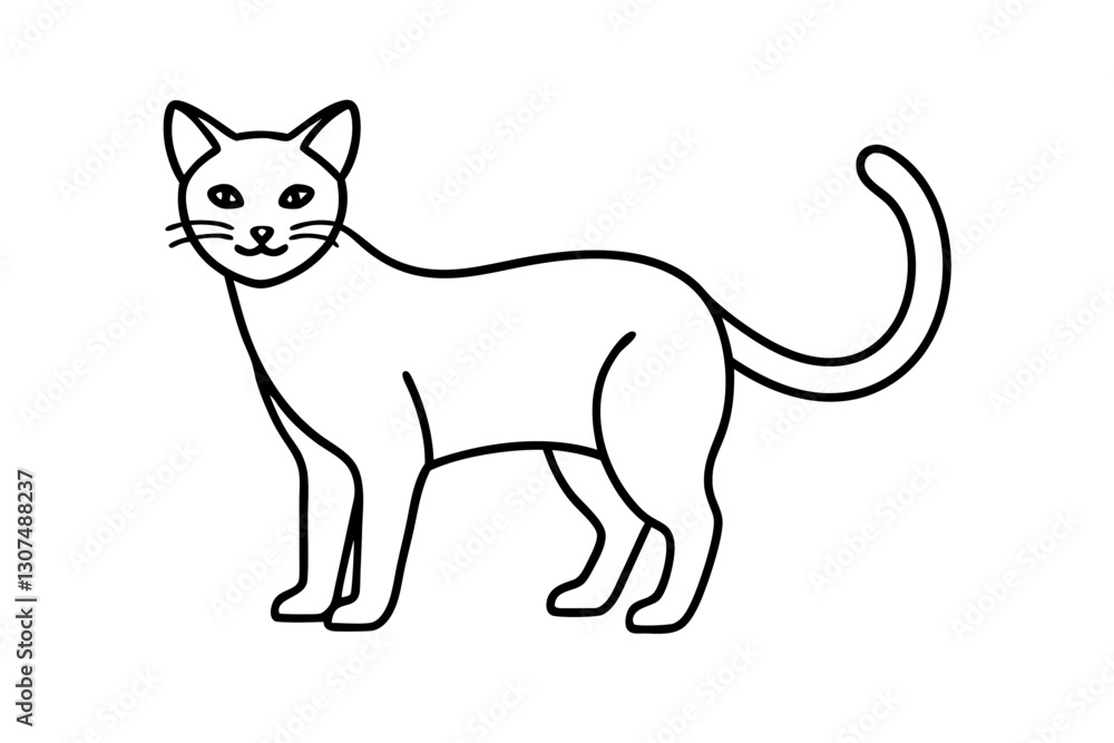 Simple and Modern Line Art of a Cat for Pet Theme

