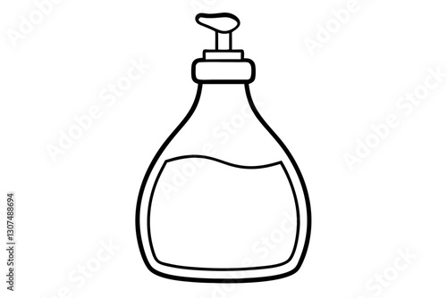 Minimal Line Drawing of Dish Soap Bottle for Home and Cleaning Design

