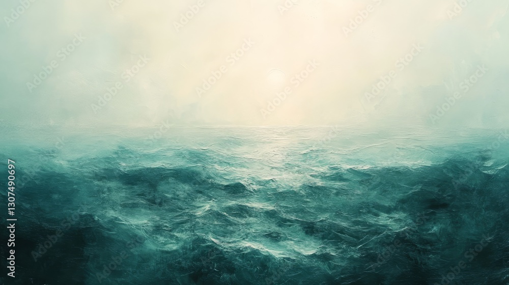 Fototapeta premium The turbulent ocean beneath a cloudy and bright illuminated sky