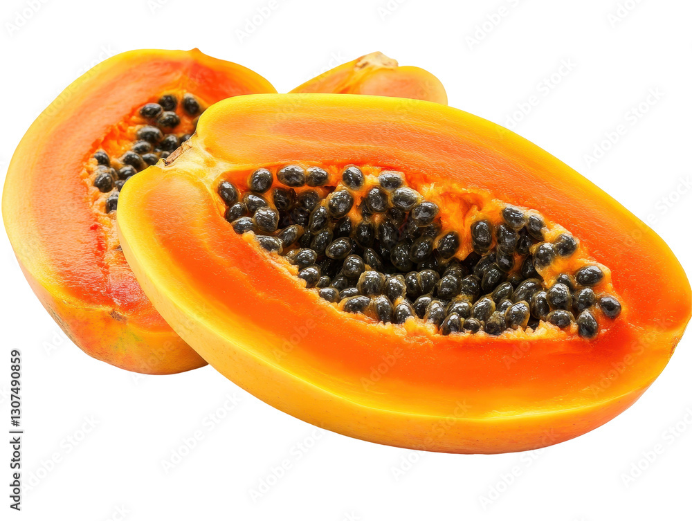 Isolated Papaya Halves Isolated Papaya Halves