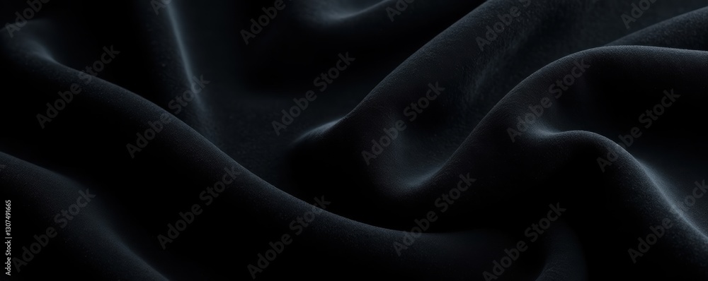 Obraz premium Black velvet backdrop, subtle sheen Smooth, rich, dark textile , black velvet, surface
