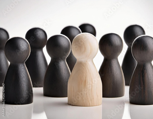 Bild auf Leinwand figuras de peones de madera símbolo de un grupo de personas trabajando en equipo