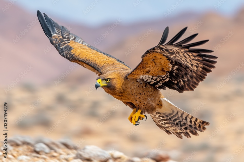 Fototapeta premium A powerful eagle swooping down with its talons extended, about to grab its prey