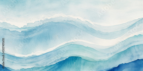 Abstract blue and white water ocean wave and curved line background. Blue wave with liquid fluid ocean texture. Ocean wave banner background.