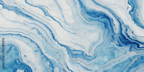 Abstract blue and white water ocean wave and curved line background. Blue wave with liquid fluid ocean texture. Ocean wave banner background.