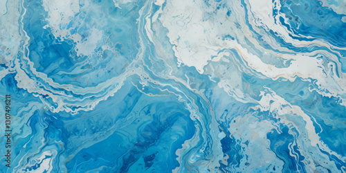 Blue ocean wave background. Blue and white water ocean background. Wavy line background. Hand drawn watercolour ocean background. Vector illustration.