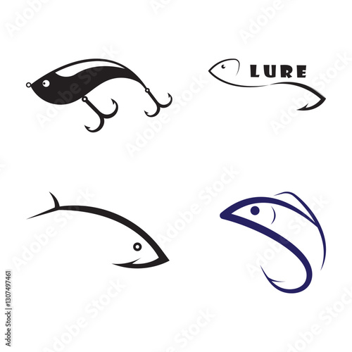 Bait Lure Fish Hook Jig for Fish Angler Sport Fishing logo design