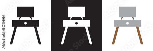 Home interior icon set. Furniture and house decoration icon. Isolated on white and black background. Vector illustration. EPS 10