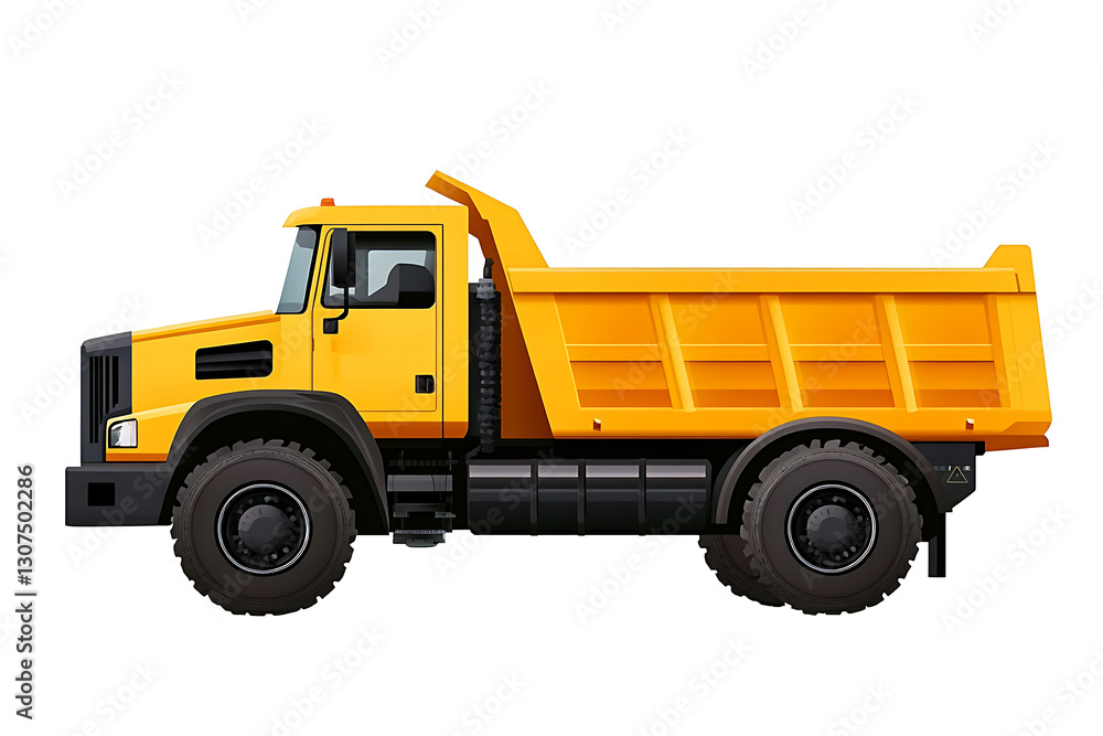 Fototapeta premium Construction vehicle, truck illustration on transparent background, high resolution PNG file