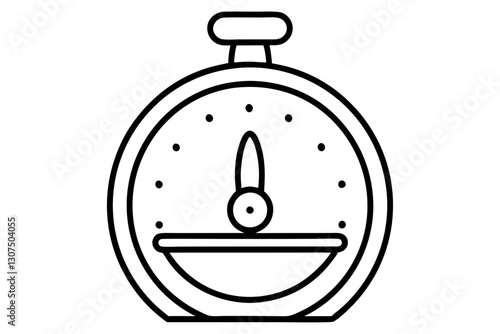 Minimalist Kitchen Timer Line Drawing – Cooking Icon Vector

