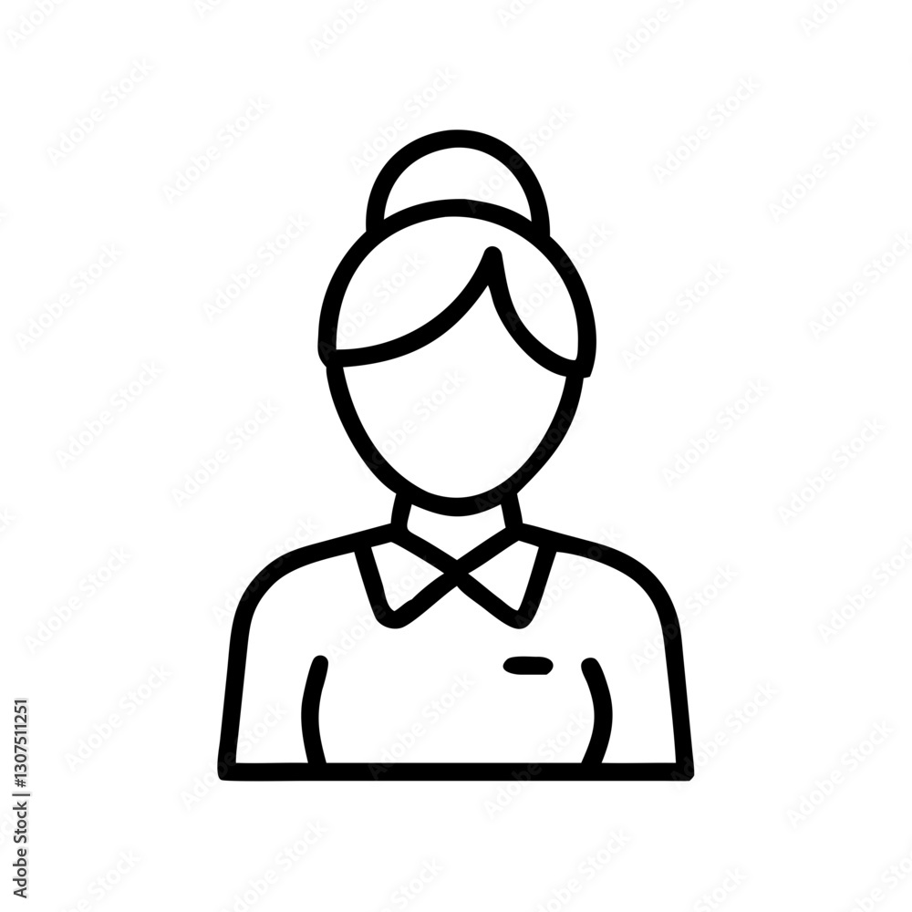 Minimalist female employee icon in black and white Minimalist female employee icon in black and white