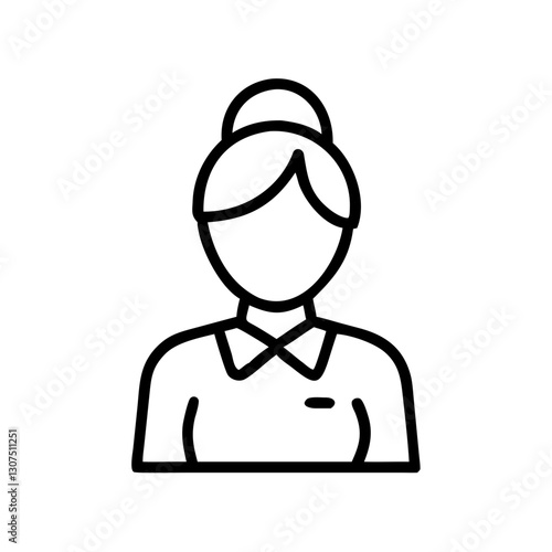 Minimalist female employee icon in black and white