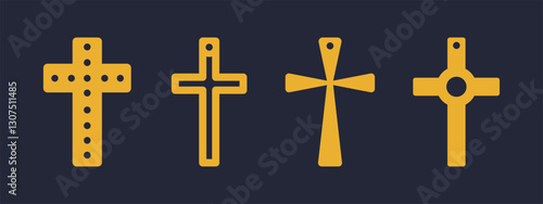 Set of vector designs with cross shapes for earrings, pendant or keychain. Jewelry laser cut template. Cnc cutting with metal, wood or leather. Beautiful hanging bijouterie