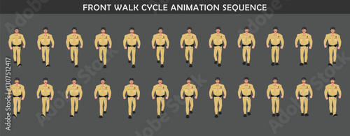 Police walk cycle animation sequence, Frame by frame animation of police officer walk.